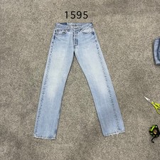 Vintage 90 USA Levi 501 Jeans Actual 28x31 Light Wash Blue Distressed