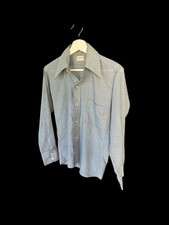 Vintage 60  s Saks Fifth Avenue Button Down Shirt Sz 14.5 Blue White Stripes