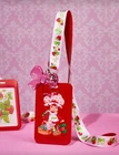 Strawberry Shortcake ID Holder Lanyard Keychain Strawberries with Pink Bow Charm