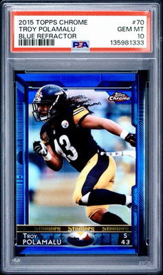 #ad 2015 Topps Chrome #70 TROY POLAMALU Blue Refractor 199 PSA 10 Steelers Gem Mint $184.99