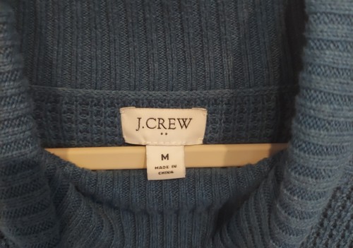 J Crew Womens Heather Dark Sea Textured Turtleneck Pullover/Sweater Size Medium - Picture 2 of 11