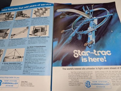 Space-Age Art B&P Silo Starline Star-Trac Unloader Brochures Farm Ad Star Trek