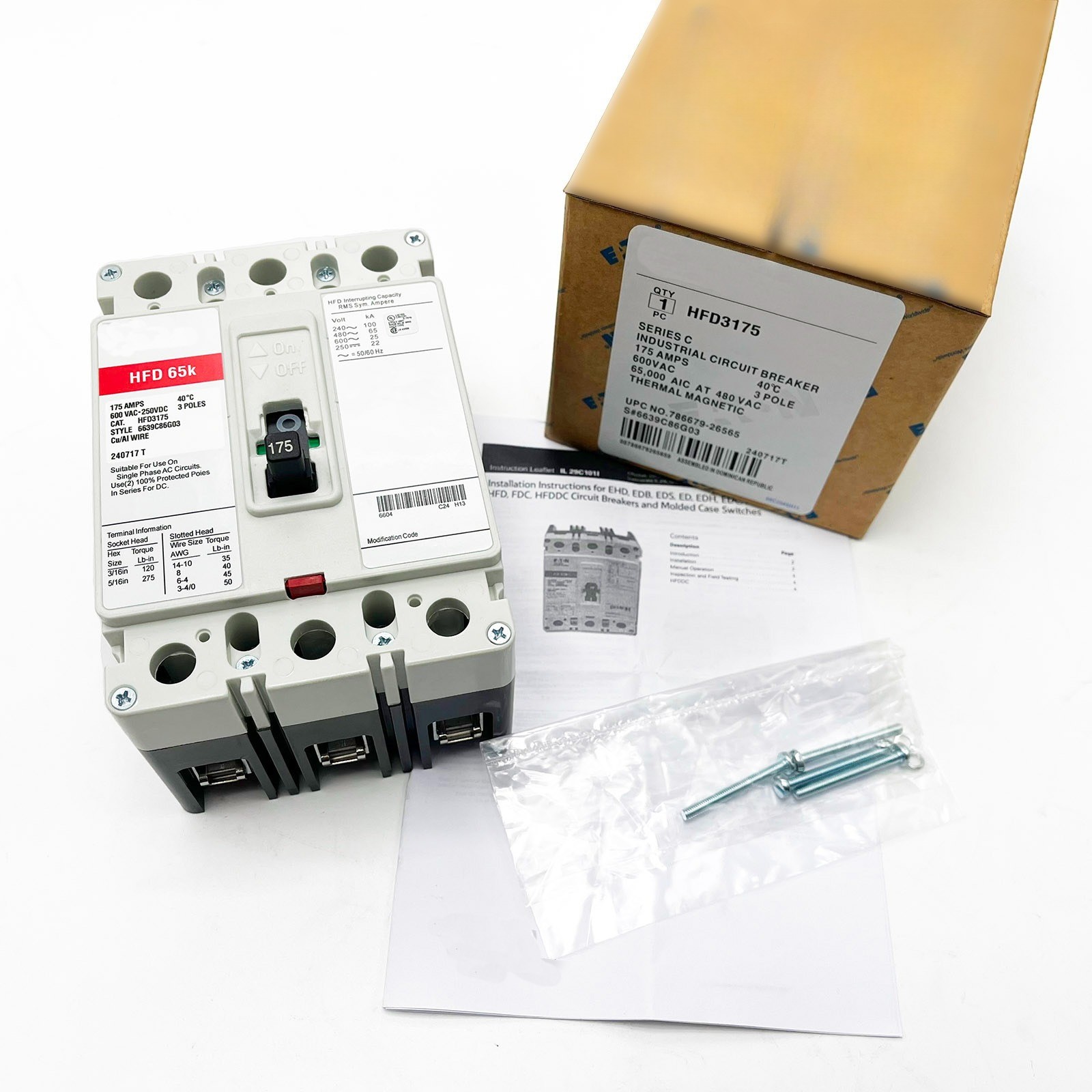 New HFD3175 Circuit Breakers for CUTLER HAMMER 175 AMP 3P 600V BREAKER