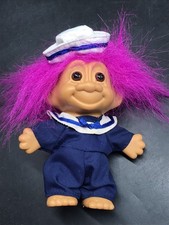 Russ Troll 5" Doll 18340 Wearing Sailor Outfit Pink Hair Brown Eyes w/ Sticker