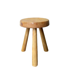 Charlotte Perriand Les Arcs Stool Pine Wood Seat Diameter 12.9 in