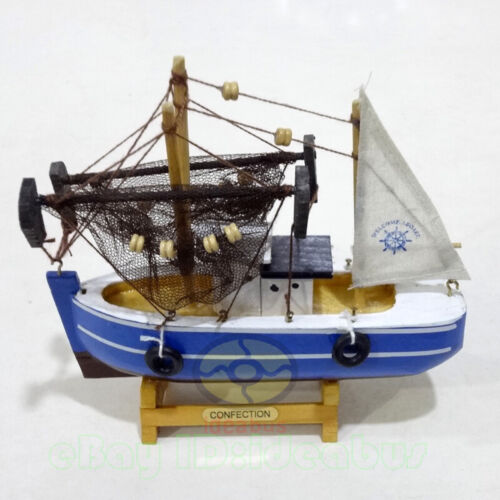 WOOD MODEL (6.3"Lenth) Fishing Ship Boat Sailing Yawl Trawler Nautical decor - 第 1/9 張圖片