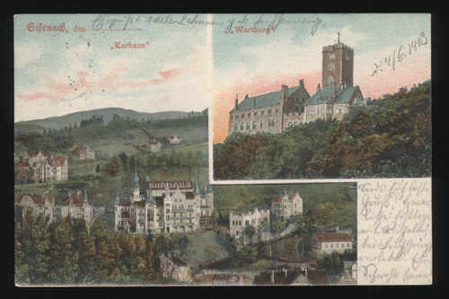 #315 AK Wartburg Kurhaus Eisenach im Winter Winterkarte gel.1903 - Bild 1 von 2