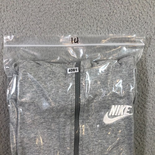 nike hoodie sweater kids youth XL gray full zip side logo stitched swoosh - Picture 14 of 14