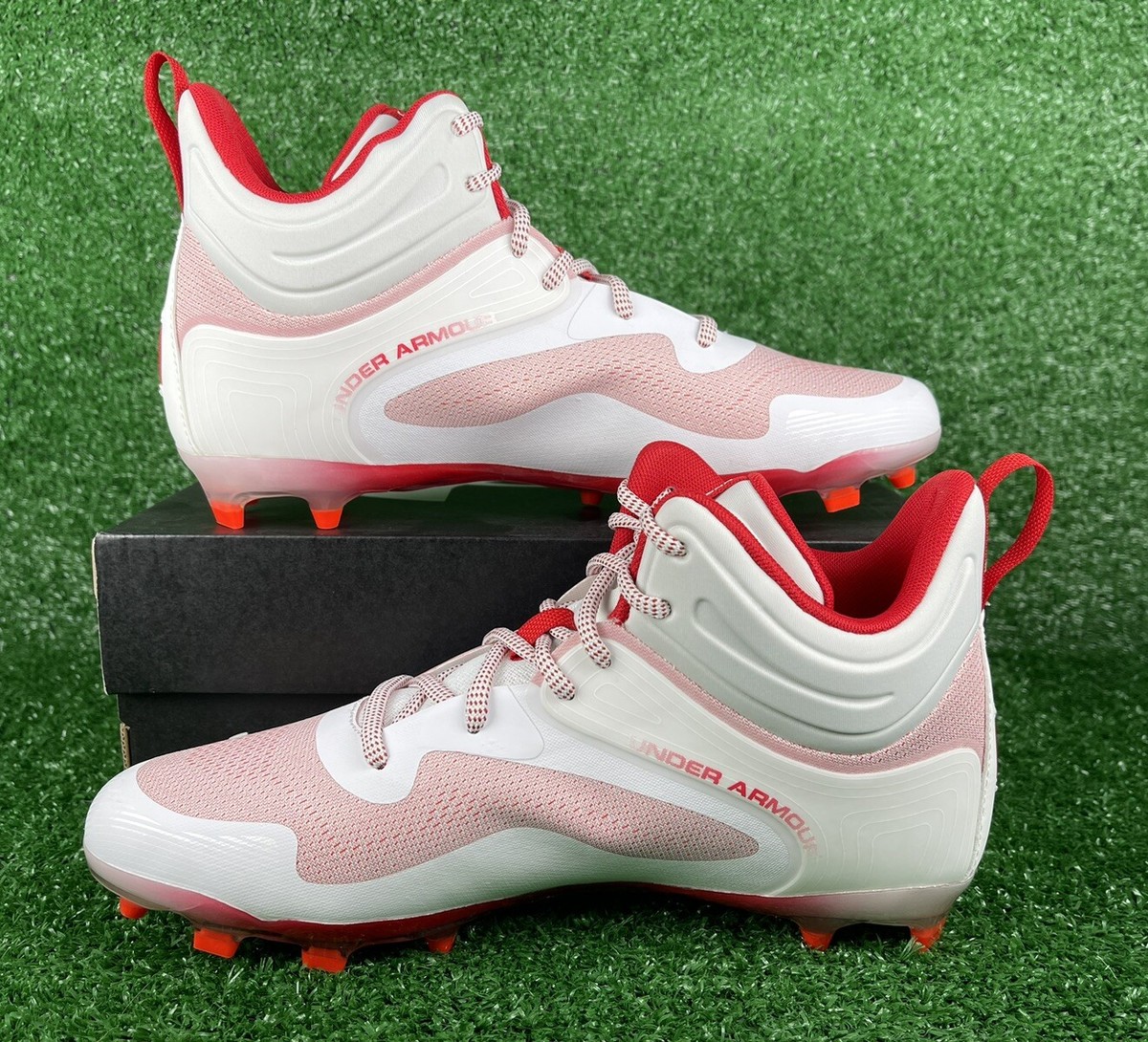 Under Armour Command MC Mid Lacrosse Cleats White Red Men