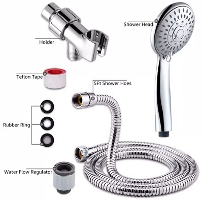 5 Spray Settings High Pressure Handheld Shower Head Massage Spa Detach With Hose