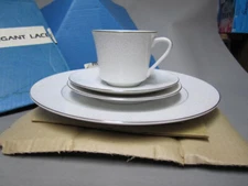 RFZS Elegant Lace Fine China of Japan Set of 2 Place Settings 4 Pcs Each NOS