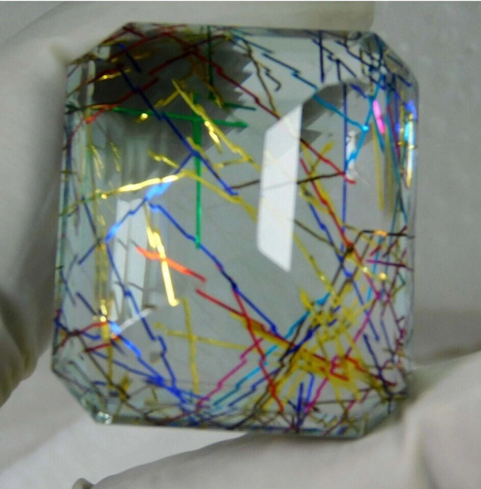 136.2 Ct Emerald Cut Lab-Created Multi - Color Rutilated Quartz Loose Gemstone - Image 3 of 4