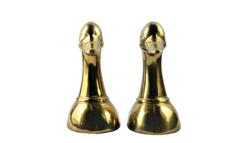 Vintage Solid Brass Duck Head Book Ends - Picture 5 of 6