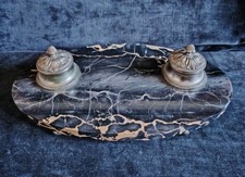 Joli ENCRIER DE BUREAU Marbre Noir Et Or  NAPOLÉON III    XIXÈME 