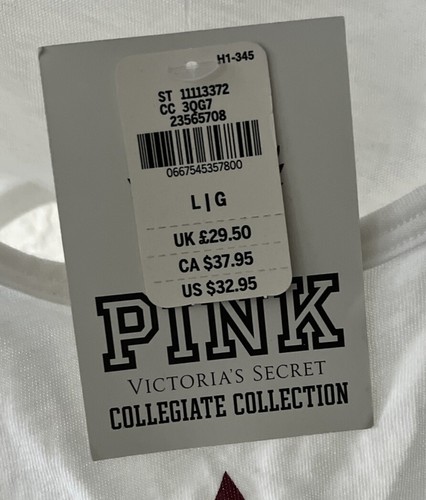 Victoria’s Secret PINK ASU Arizona State Pitch Fork White Tank Top Large NWT - Picture 7 of 8