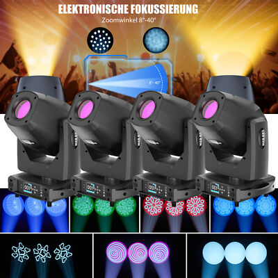 4xLED Moving Head 17 Gobo 5 Prisma DMX Beam Spot Wash Bühnenlicht Disco Bar Show