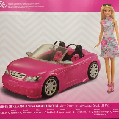 barbie convertible car and doll