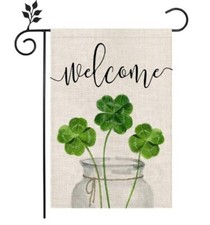 St Patricks Day Garden Flag 12x18 Inch Double Sided for Outside Burlap New.