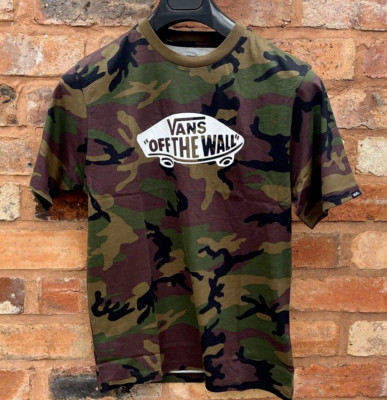 VANS OTW OFF THE WALL JUNGEN TARNFARBEN WEISS RUNDHALSAUSSCHNITT T-SHIRT KLASSISCHE PASSFORM * NEU MIT ETIKETT* M L XL