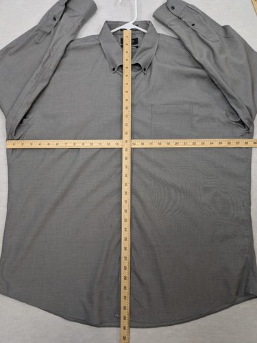 Nordstrom Mens Shop Dress Shirt Mens 18 1/2 - 35 Gray Check Button Long Sleeve - Picture 8 of 9