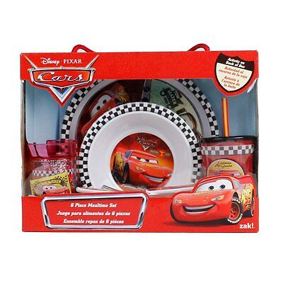 Cars 6 Piece Mealtime Dinnerware Set Plate Bowl Fork&Spoon Sports Sip for  sale online