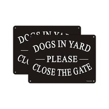 Dogs in Yard Please Close the Gate Sign, Yuntarda 2 Pack 10x7inches Reflecti...