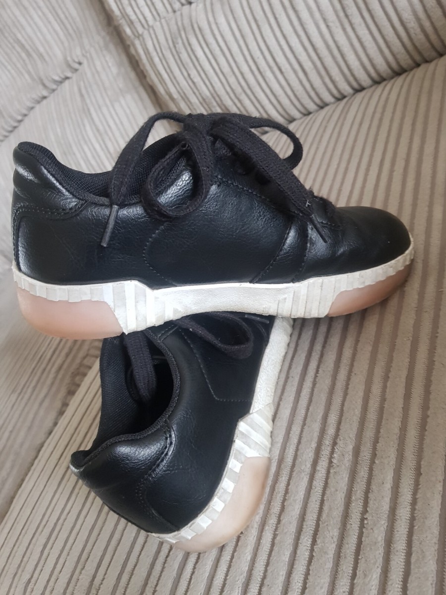 girls deichmann spring black faux leather trainers waterproof