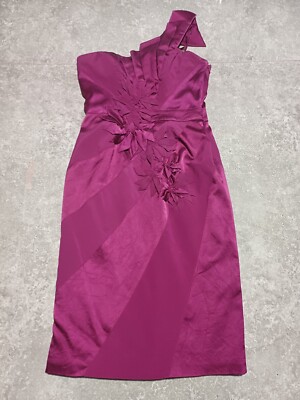 Karen Millen Dress Women UK 10 Purple Silk Off-Shoulder Cocktail Evening |  eBay