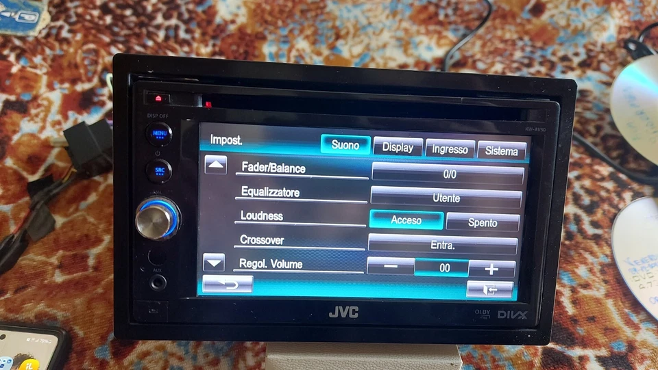 autoradio 2 din jvc kw-av50 dvd cd usb aux 3 rca frontali estraib 50x4 crossover - Immagine 3 di 4