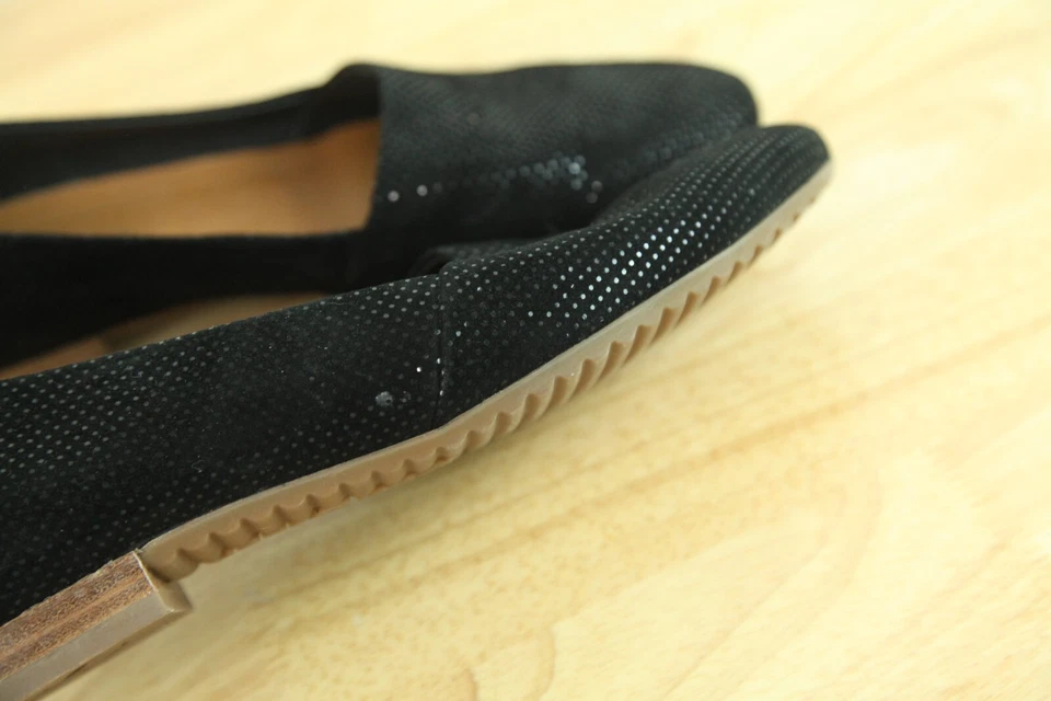 Mocasines planos de ballet Paul Green para mujer EE. UU. 9,5 Reino Unido 7 negros de gamuza brillantes sin cordones Foto 3 de 4