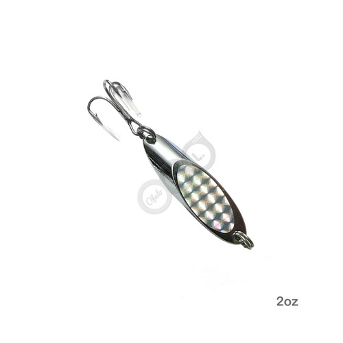 5pcs 2oz Fishing Kast Spoons w/ a treble hook Chrome Metal Lures Silver Trolling - Picture 3 of 4
