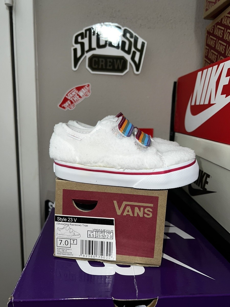 VANS TODDLERS 7C 7T 7.0 STYLE 23 V Fur Shearling Rainbow Velcr0