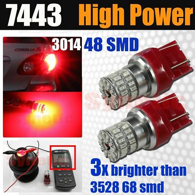 7443 High Power 3014 LED Chips Super Bright RED Brake Light Bulb
