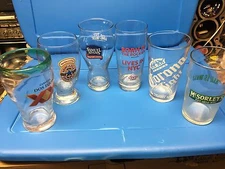 Vtg beer glasses Sam Adams  weihenstephan hofbrauhaus delirium McSorely's corona