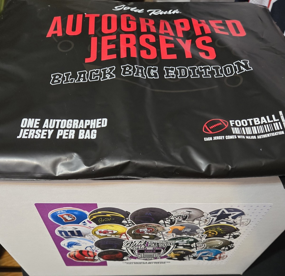 Gold Rush Full-size Helmet & Gold Rush Black Bag Autograph Jersey
