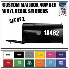 Set of 2 Custom Mailbox Numbers Vinyl Decals Permanent Sticker Pick Size & Color