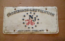 BICENTENNIAL NEW JERSEY COMMEMORATIVE LICENSE PLATE 1976