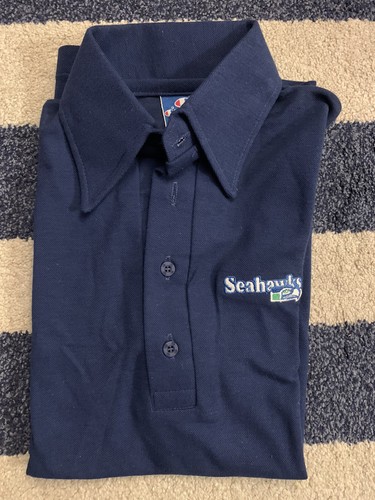 VINTAGE Seattle Seahawks 1980s Blue Polo by Champion NFL RARE NEW - Picture 3 of 5