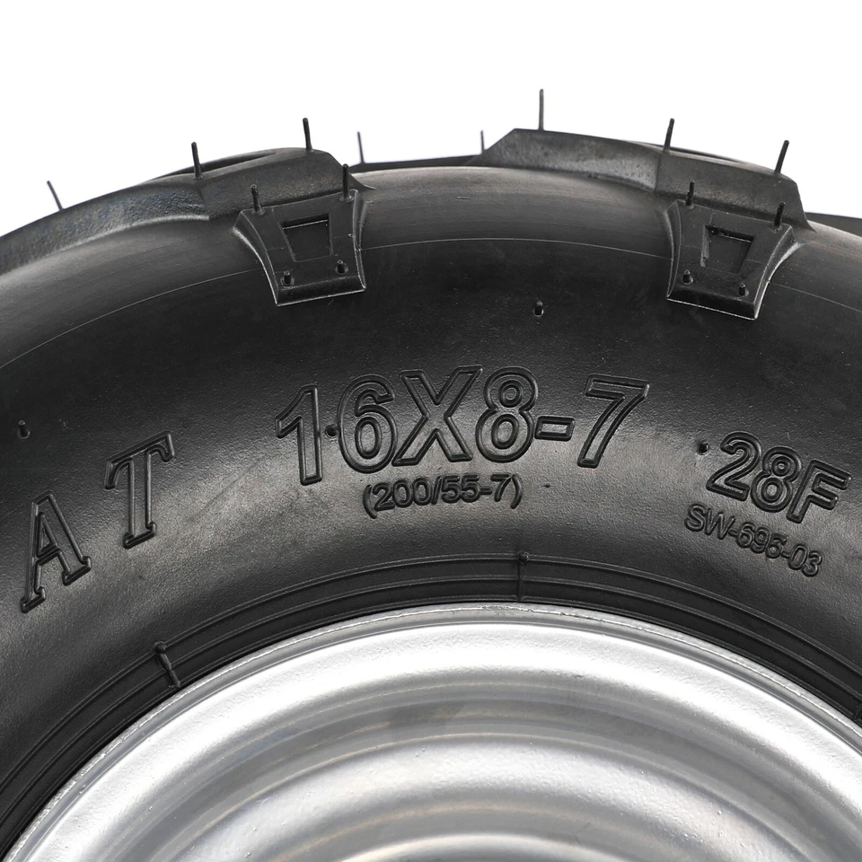4pc 7" 16x8-7 16x8.00-7 Tire Rim Wheel 3 Lugs 16x8x7 16-8-7 for ATV Go kart Quad - Image 3 of 4