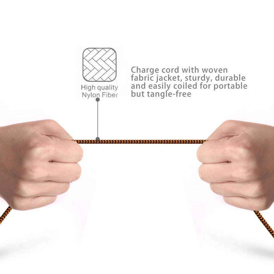 3 ft Micro USB Fast Charger Data Sync Cable Braided Cord for Samsung LG Android - Image 4 of 4
