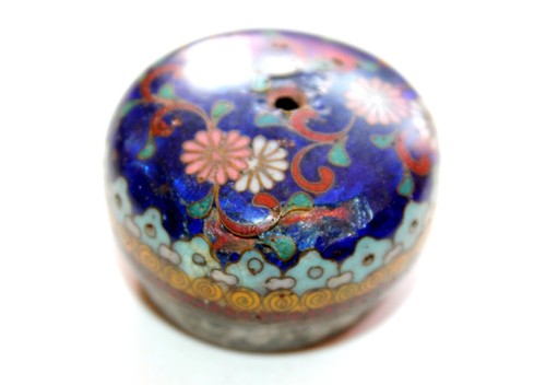 JOLIE ANCIEN VASE POTICHE CHAKINSEKI ÉMAUX CLOISONNÉ BRONZE POUDRE OR JAPON XIXe - Picture 10 of 10