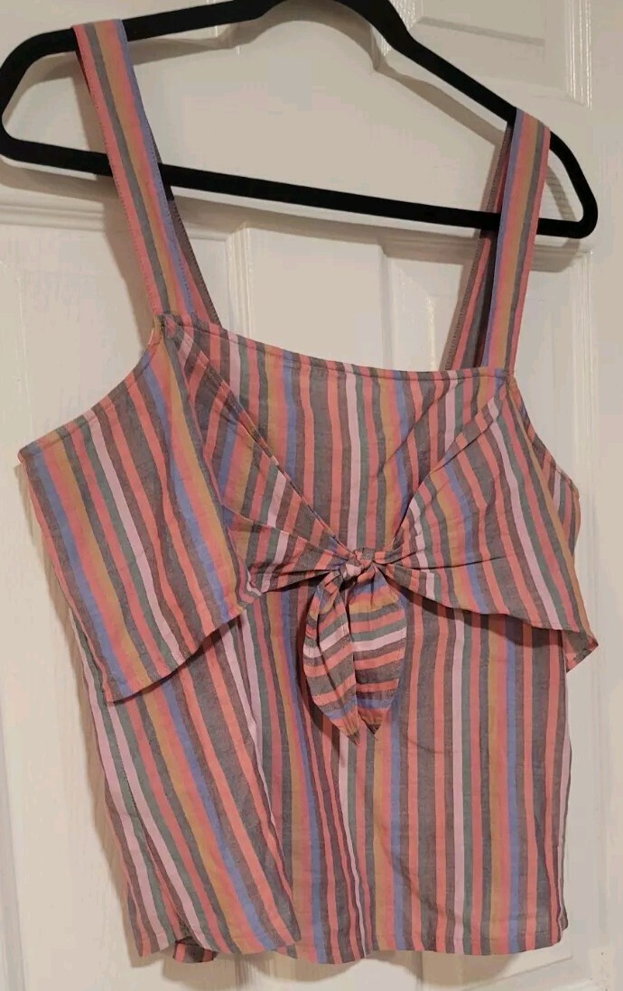 Madewell Rainbow Stripe Tie-Front Cami Tank Top Women's Size 10