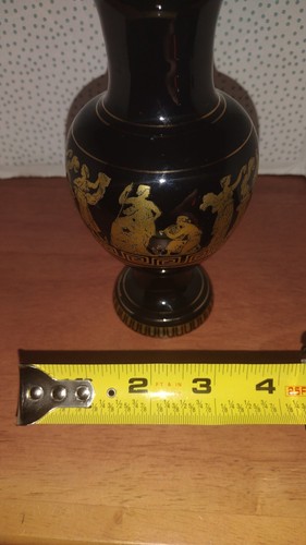 Vintage Greek Handmade Dark Blue Cobalt Vase Ceramic 24k Gold - Picture 15 of 15