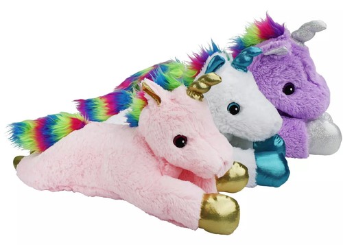 24 Zoll großes Hundespielzeug Jumbo Plüsch Einhorn Quietscher Regenbogen Mähnenschwanz Metallhorn - Bild 38 von 45