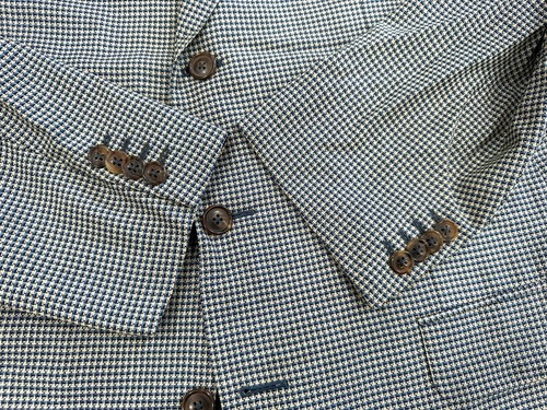VINTAGE ERMENEGILDO ZEGNA Mens 42R Sport Coat Blazer Navy Blue White Check - Picture 7 of 16