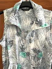 Tango Mango, NWT Gray/White/Turq Graphic Fern Tank  Dress, Medium, Ret $85
