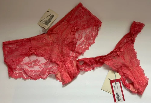 Myla London Nicole Floral Mesh Thong & Hipster Panty Set, Women's Medium