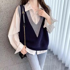 Lady Vest Tank Top Waistcoat Gilet Casual Sleeveless Jumper Sweater Pullover New