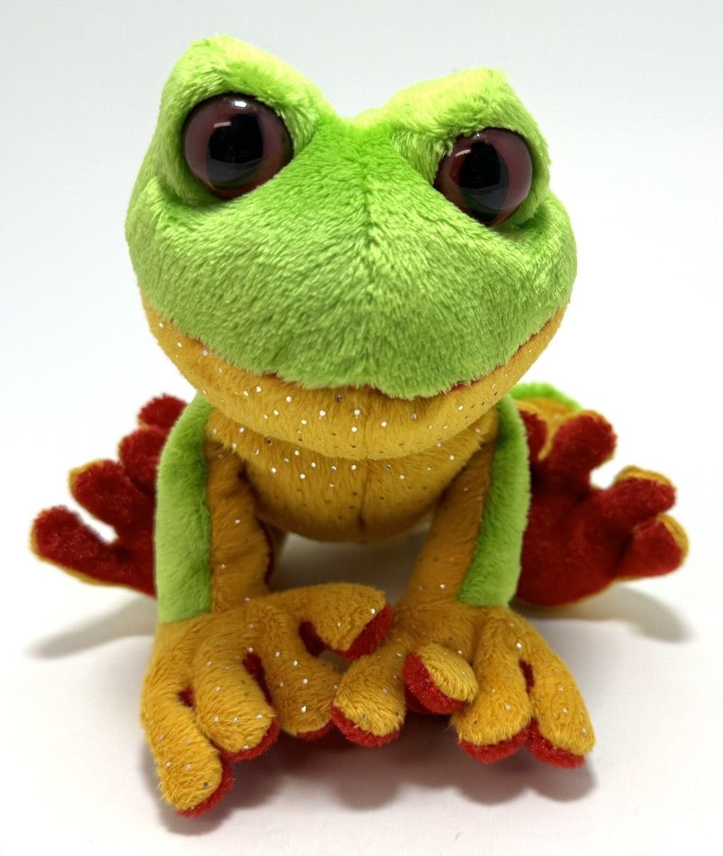 Ganz Webkinz Lil Kinz Tree Frog Plush Green and Yellow w/Red Eyes