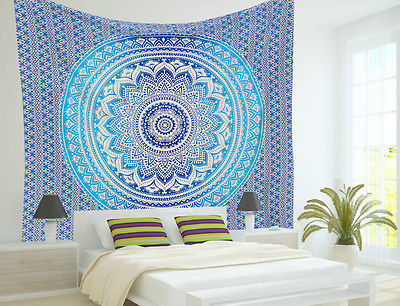 KING QUEEN Wall Hanging Hippie Tapestry Bohemian Bedspread Indian Ethnic Mandala